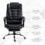 Siège de bureau, similicuir noir, support lombaire et chaise de bureau d'ordinateur réglable en H, accoudoirs, hauteur, stable