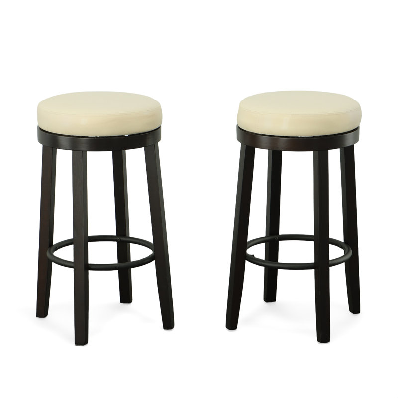 Modern Cream 30-Inch Bar Height Stool with 360-Degree Swivel, Cream, Bar Stool (30" Seat Height)