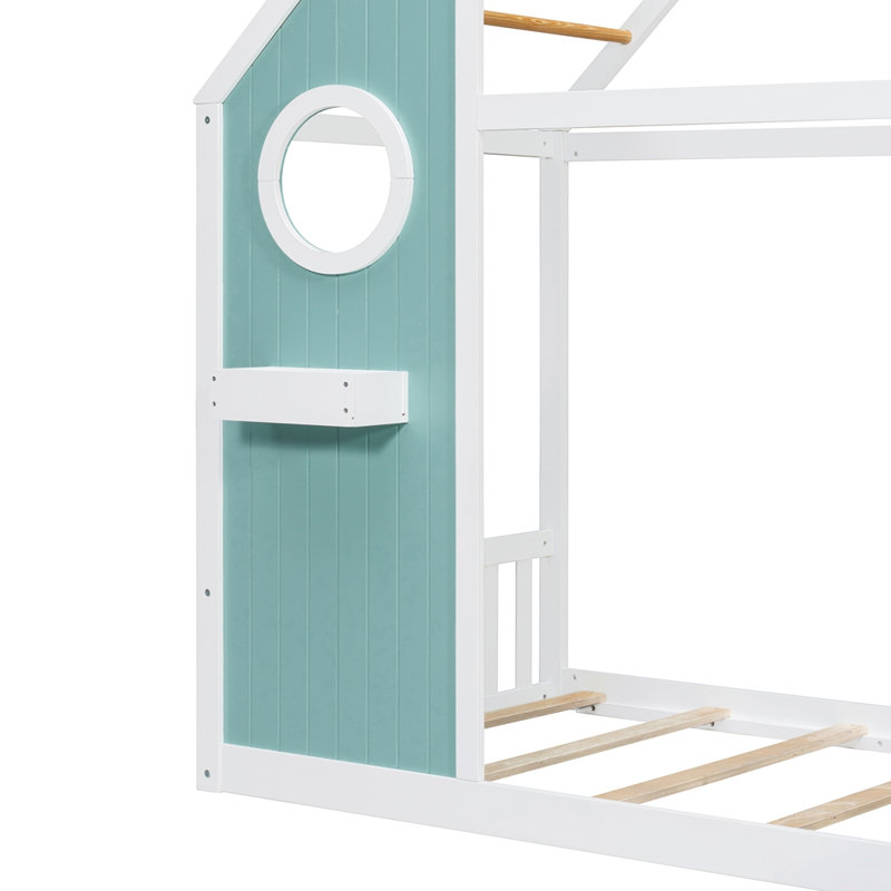 Lit simple avec glissade, bande lumineuse à billes, lit plateforme en bois avec panneau avant et panneau avant, mobilier de chambre amusant