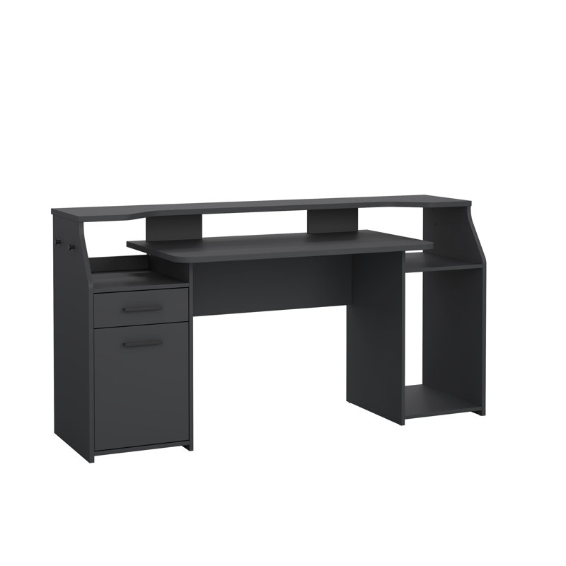 Bureau d'ordinateur l 67,32 po avec tiroir de rangement, armoire et étagère ouverte