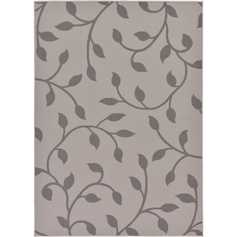 Outdoor Veranda Area Rug Gray Vine Color, Rectangle 5'3" x 8'