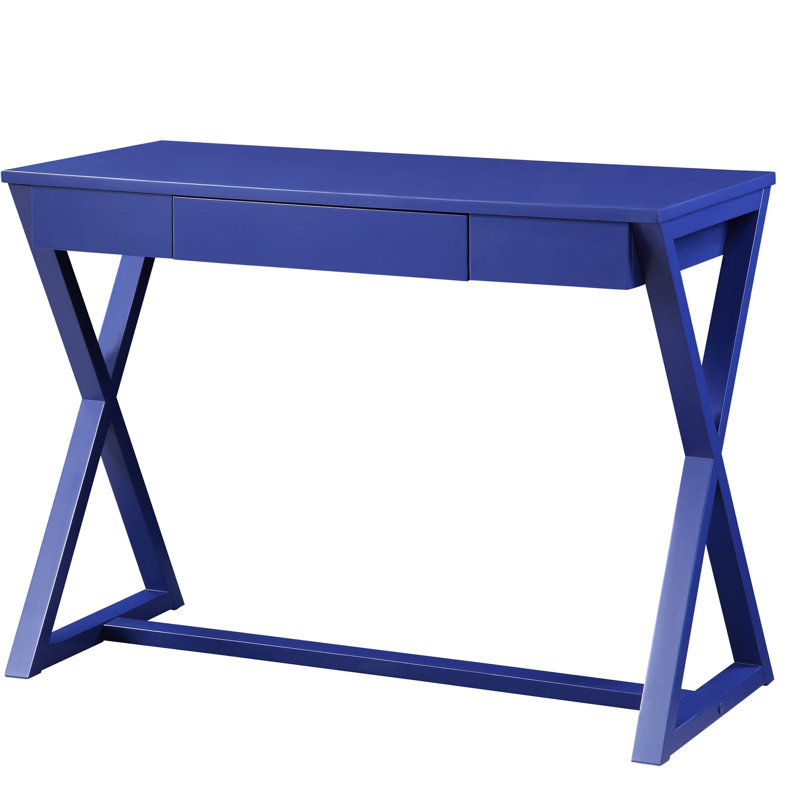 Élégant bureau bleu avec plateau rectangulaire spacieux et base d'écriture généreuse
