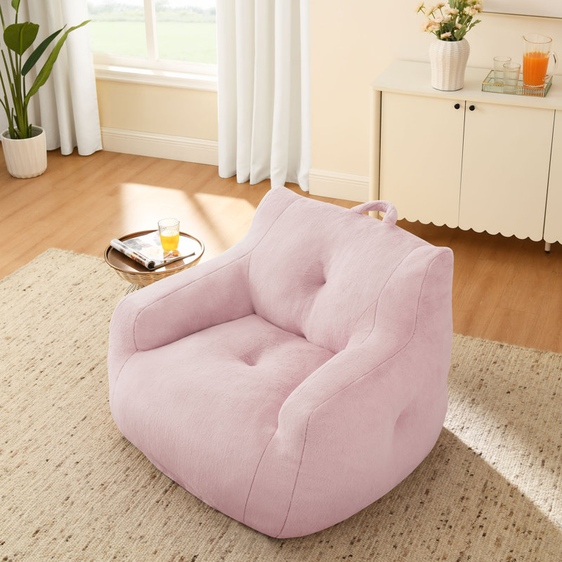 Bean Bag Chair With Armrests And Carry Handle, Pink