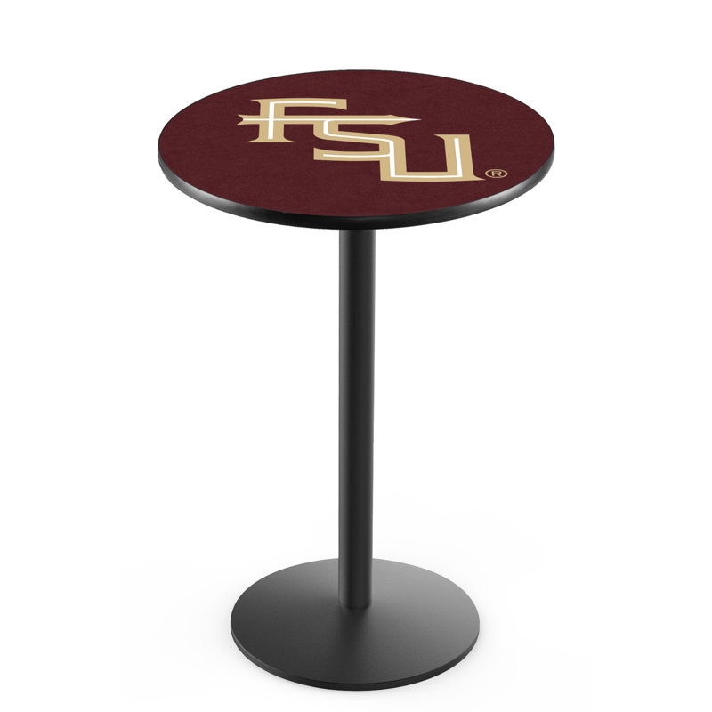 Round Metal Base Dining Table, Black Wrinkle, Florida State - Script