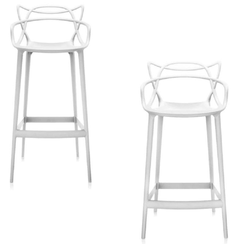 Curved Back Stool, Blanc