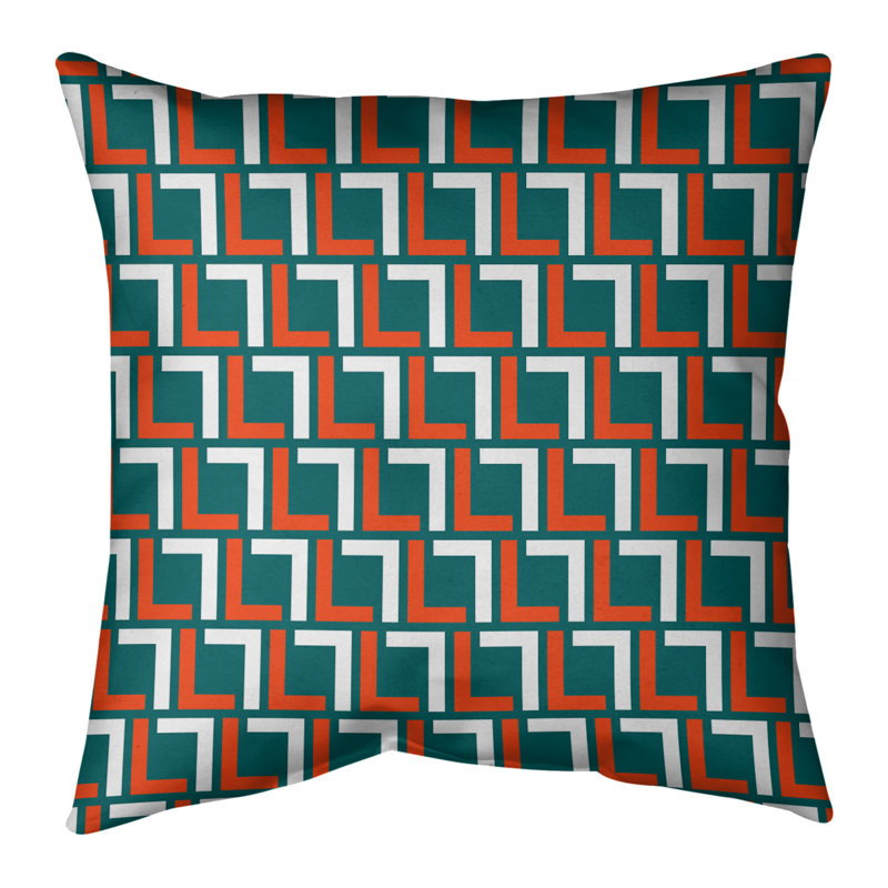 Housse de coussin Miami Football, 14 po x 14 po, Vert / orange / blanc, Polyester filé