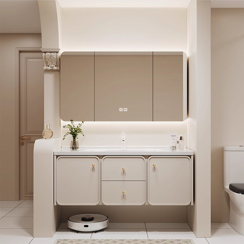 Armoire de salle de bain simple de style français, Beige