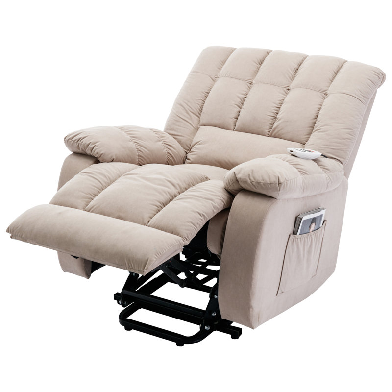 Fauteuil inclinable rembourré Muguette, Velours beige