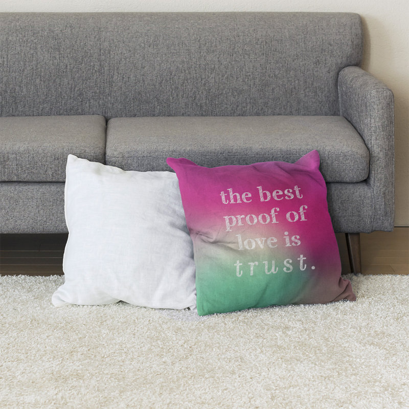 Coussin de sol Love & Trust, 40 po x 40 po, Fuchsia / vert