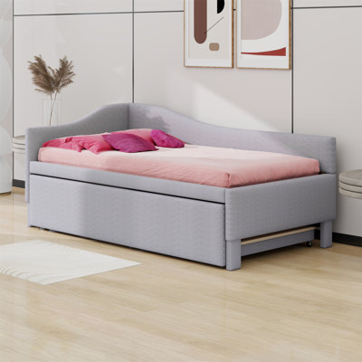 Upholstered L-Shaped Daybed With Pop Up Trundle