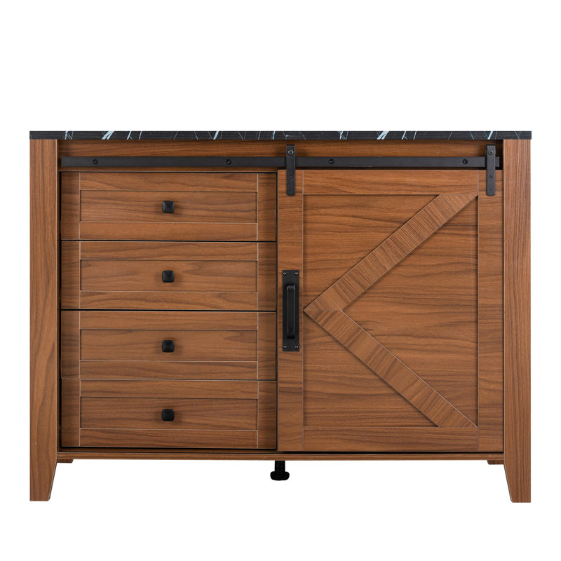 Armoire avec porte coulissante et tiroirs multiples