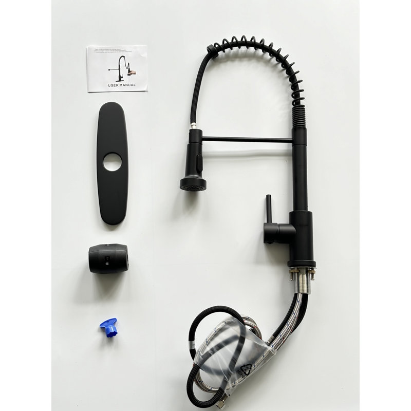 Versatile Spray Modes Brass Kitchen Faucet Industrial Design For Farmhouse And Rv, Matte Black Finish