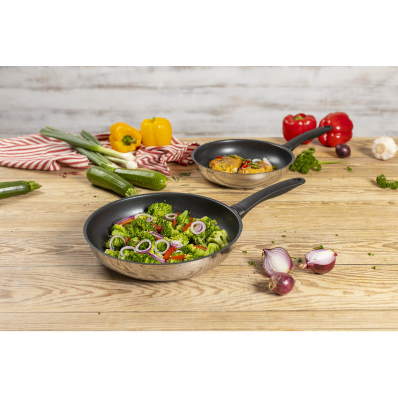 Kuhn Rikon Classic Stainless Steel Non-Stick Induction Safe Frying Pan, Set of 2, 24cm and 28cm