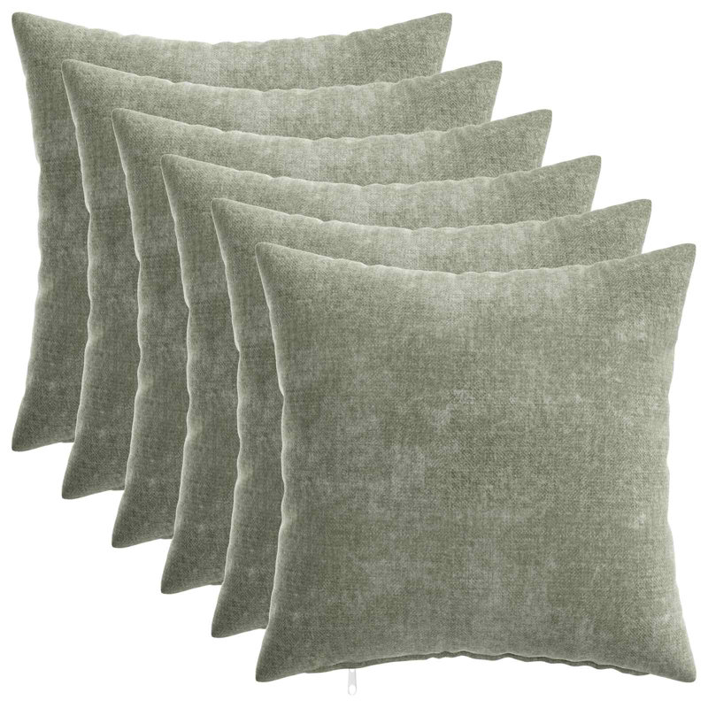  Cushion Cover HEERLEN Chenille Fabric Modern Pillow Decorative Case, 6, 40 cm W x 40 cm D, Green