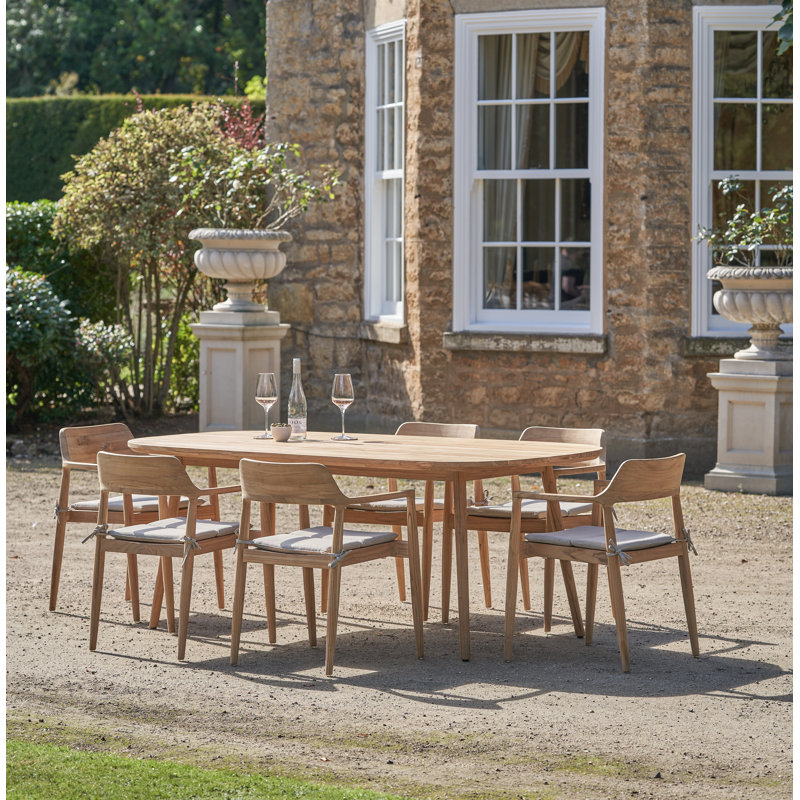 Himmelmann 6 - Person Wood Patio Dining Set with Oval Table , Cushions Included