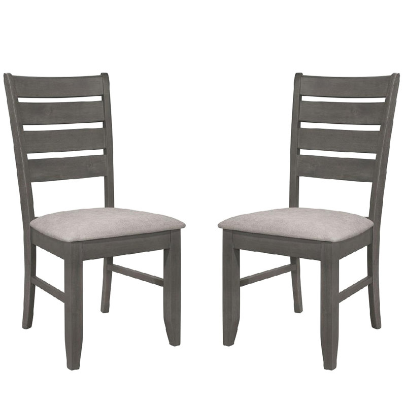 Chaises de salle à manger rembourrées en tissu gris foncé de 2 pièces, dossier pour chambre élégante 2, avec revêtement rembourré