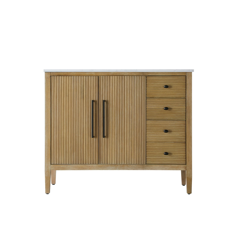 42 inch Single Bathroom Vanity, Linen Oak