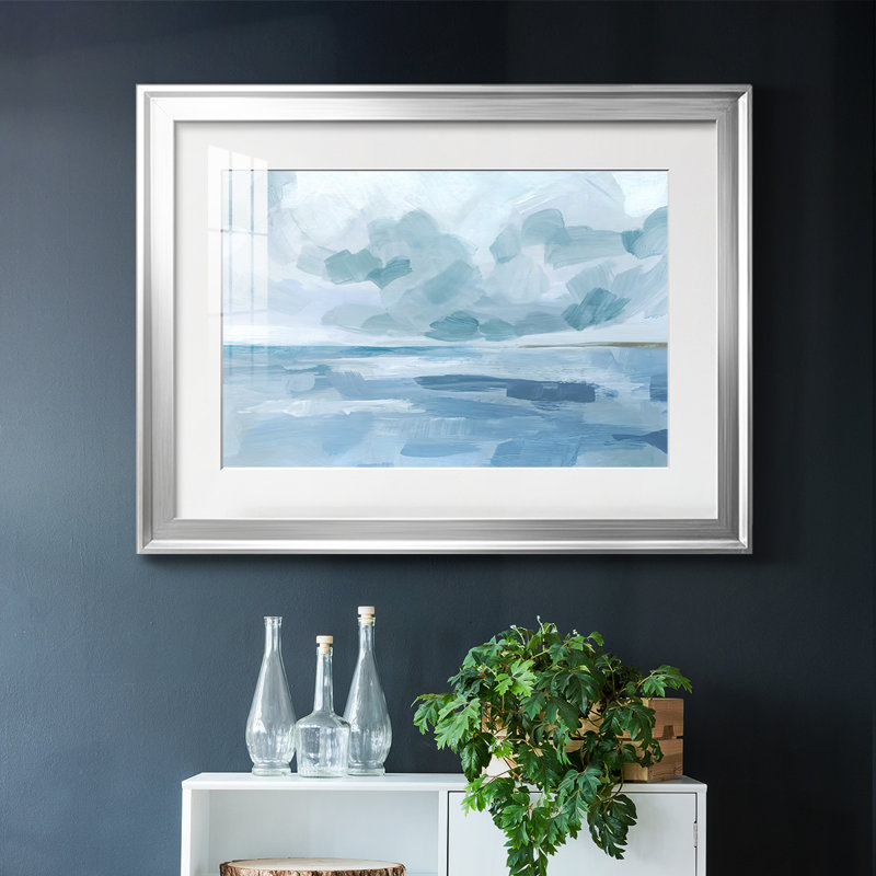 Calm Seascape II, reproduction d'art encadrée, Argent, H 27 po x l 39 po x P 1,5 po