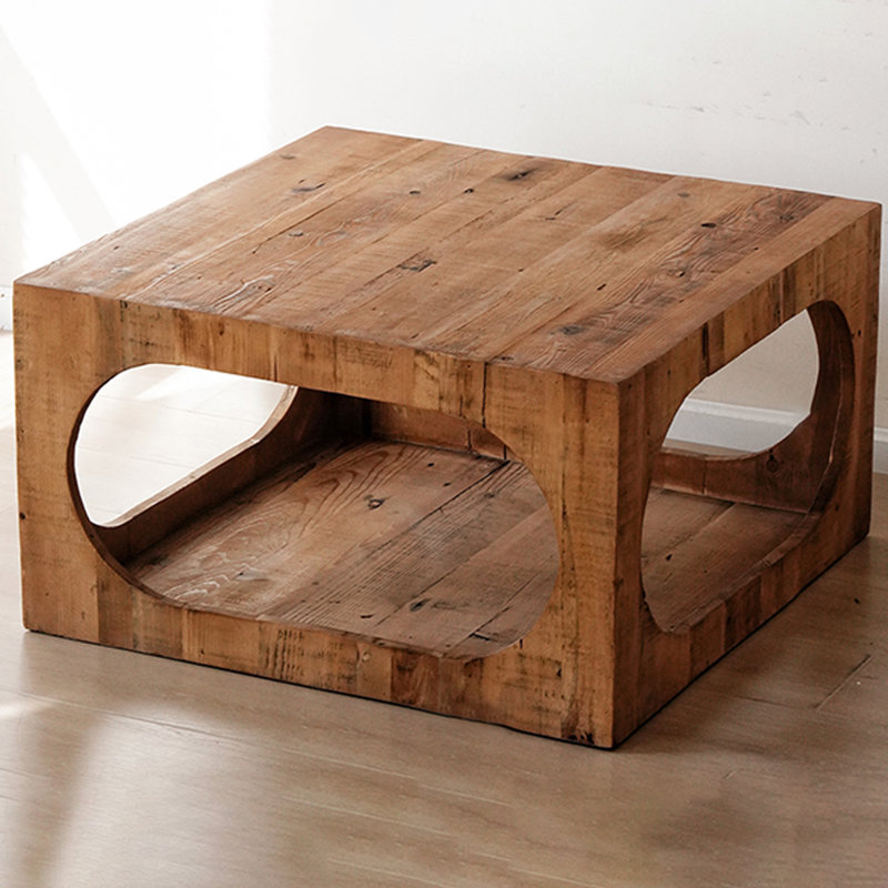 Retro Walnut Solid Wood Square Coffee Table