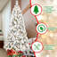 Arbre de Noël floqué avec lumières à DEL blanc chaud - pointes, branches en PVC enneigées et aiguilles pointues, conception à charnières pour une installation facile, support en métal robuste - arbre de vacances complet et réaliste-2084300604