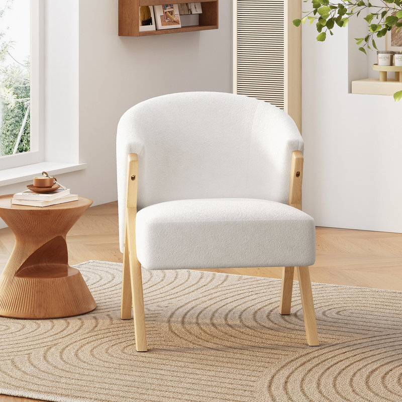 Chaise d'appoint moderne avec revêtement et structure en bois massif, chaise longue minimaliste
