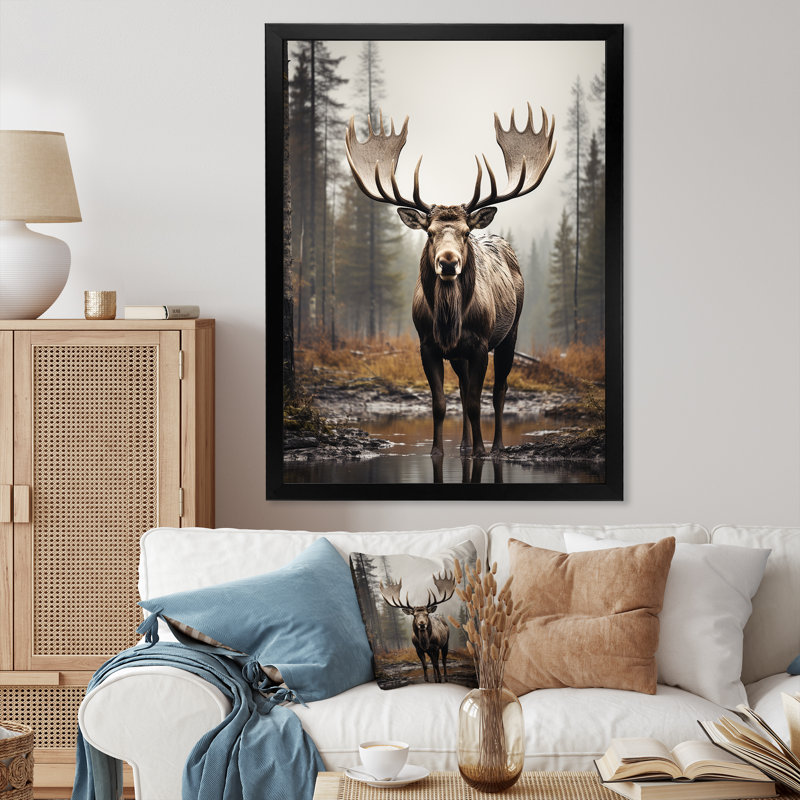 «Aydrianna Brown Moose», impression monochrome sur toile, H 20 po x l 12 po x P 1 po, Cadre photo noir