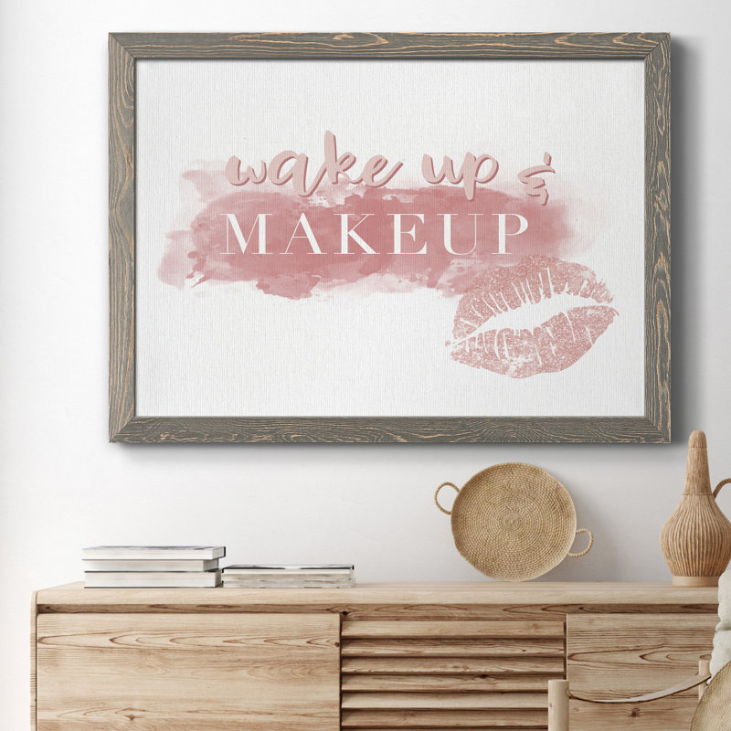«Wake Up and Makquillage», reproduction d'art graphique sur toile, H 37,5 po x l 27,5 po x P 1,5 po, Encadré gris
