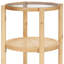  Table de bout ronde contemporaine en bois et verre transparent 24 "avec tablette Contemporary