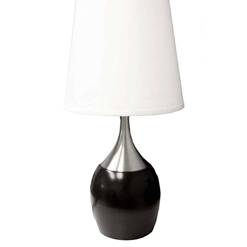 Lampe de table en métal 24 po, abat-jour blanc, Noir