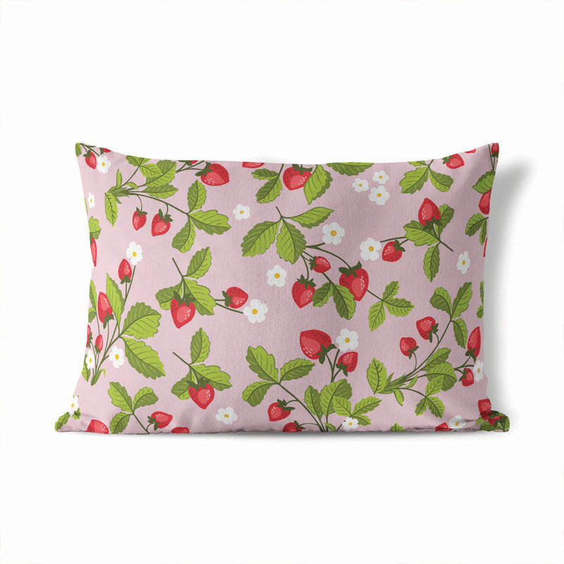 Coussin lombaire d'extérieur Strawberries Coastal, Rose