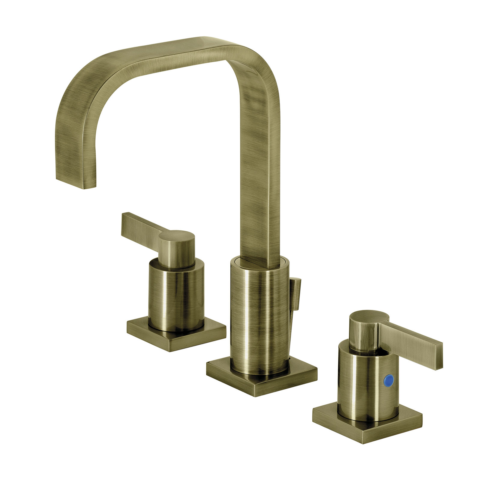 Kingston Brass NuvoFusion Two-Handle 3-Hole Deck Mount Widespread Bathroom Faucet with Retail Pop-Up Drain, Vintage Brass