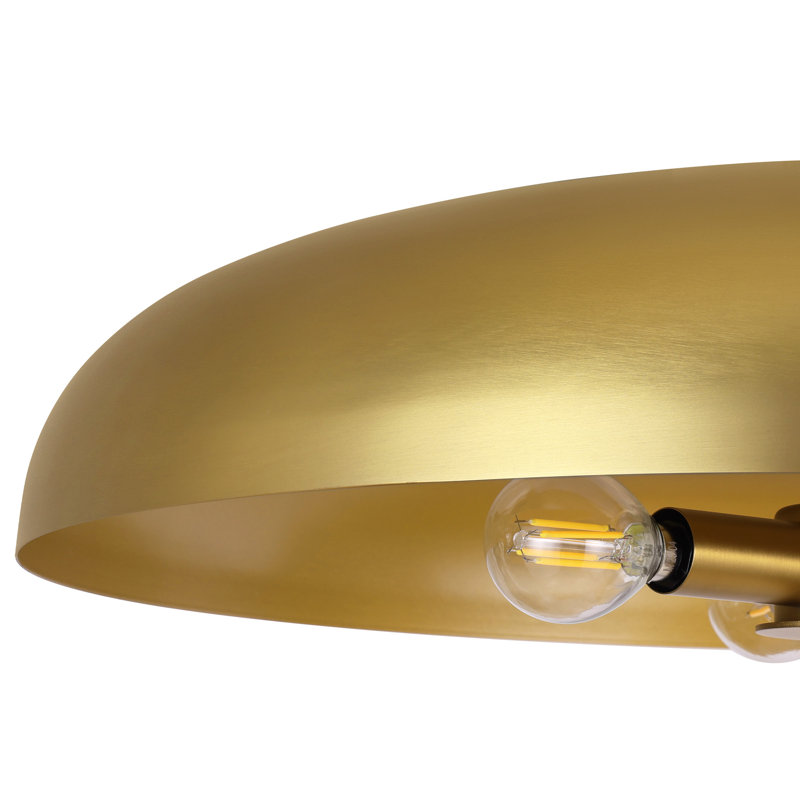 Lysander 3 - Light 20" Single Dome Kitchen Island Pendant Light, Brushed Gold