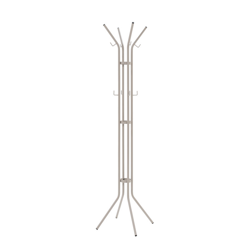 Jessy Steel Freestanding 12 - Hook Coat Rack, Grey