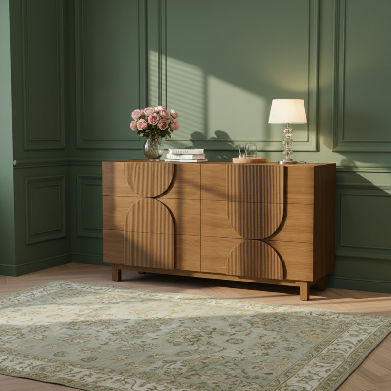 60"W 6 - Drawer Dresser, Brown