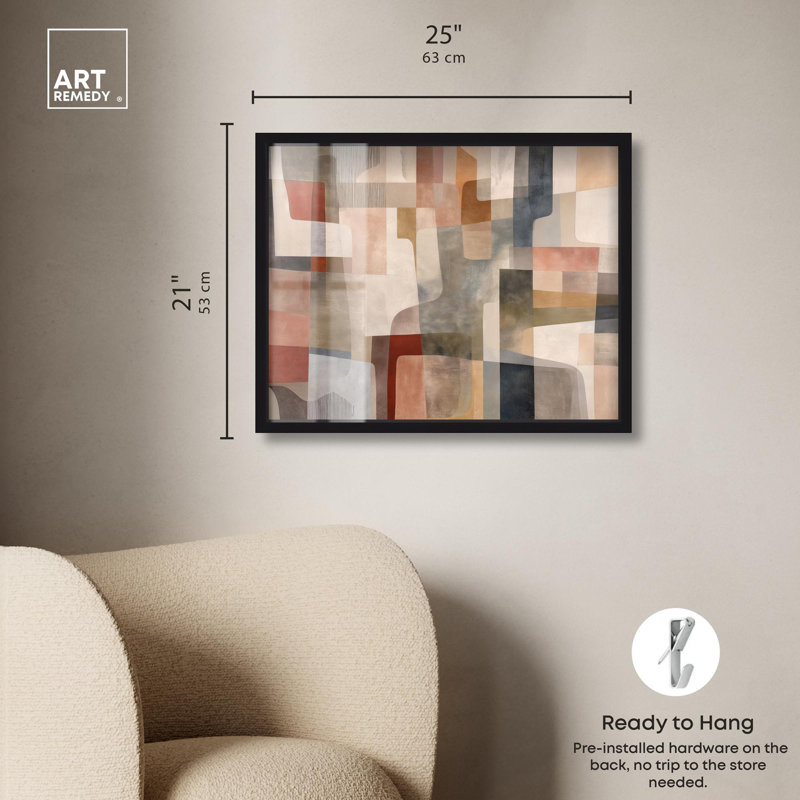 «Liminal Shapes II Shadowbox Print Midcentury» par Art Remedy, 21" H x 25" W, Black