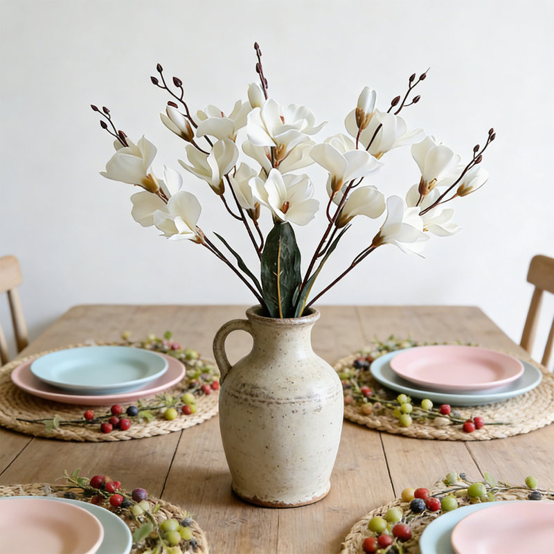 Faux fleurs artificielles pour la décoration intérieure, Blanc