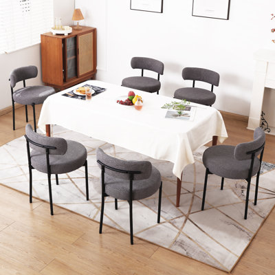 Sherpa Upholstered Metal Dining Chairs