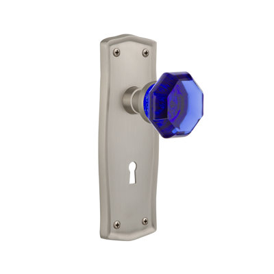 Plaque longue de porte d’intimité en cristal de cobalt avec plaque longue serrure prairie Waldorf