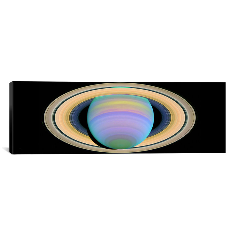 Impression d’art graphique sur toile tendue, "saturn, H 12 po x l 36 po x P 1,5 po