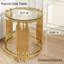 Table de bout ronde 19,7 po à 2 niveaux en verre - table d'appoint de luxe moderne avec structure en acier inoxydable et verre trempé transparent, finition dorée, pour le salon, le bureau à domicile