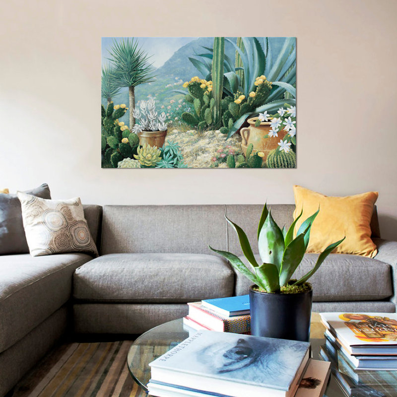 «Cactus», reproduction sur toile, H 12 po x l 18 po x P 1,5 po, Toile tendue, Pas de tapis