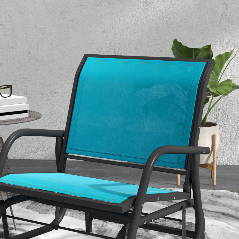 Fauteuil oscillant d'extérieur à structure en métal, bleu, Bleu