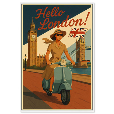 «Scooter English Travel», affiche sur toile par Art Remedy