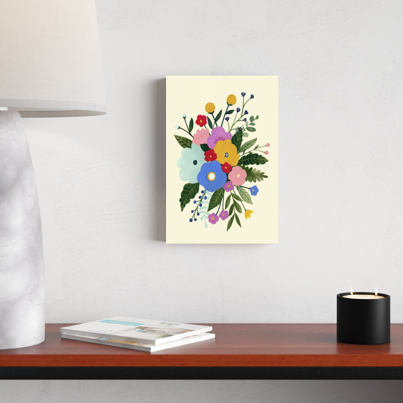 «Primaire Blooms I», peinture sur toile, H 12 po x l 8 po