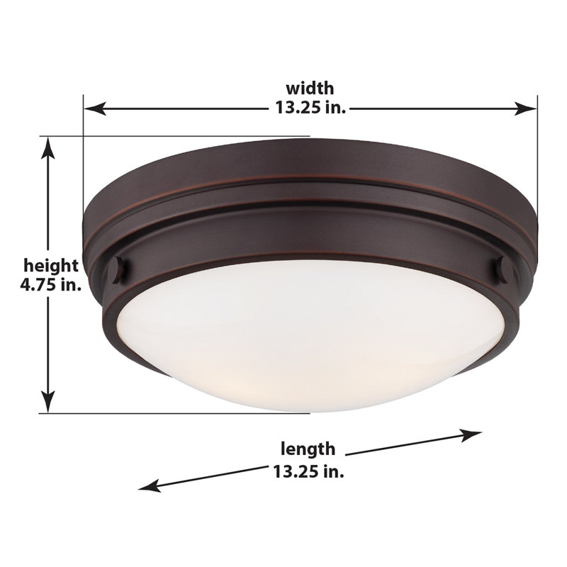 Plafonnier encastré simple 13,25 po à 2 lumières Jarreau, Bronze du Lathan