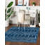 Tapis bleu / blanc en chenille / polyester tissé à la machine Briehn-1319534306