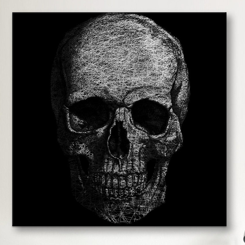 Albree Modern Skull Fibers, impression sur toile, H 26 po x l 26 po x P 1,5 po, Toile tendue, Pas de tapis