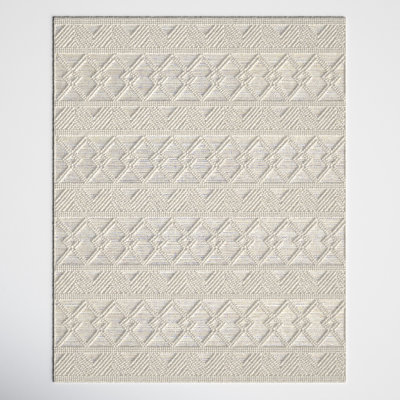 Tribeca Blue Cream Flatweave Geometric Wool Rug