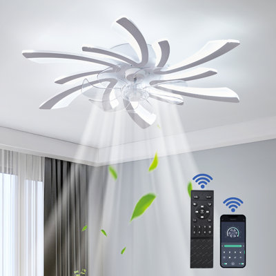 Ventilateur de plafond à DEL à intensité variable réversible à 7 pales avec lumière et télécommande Abson