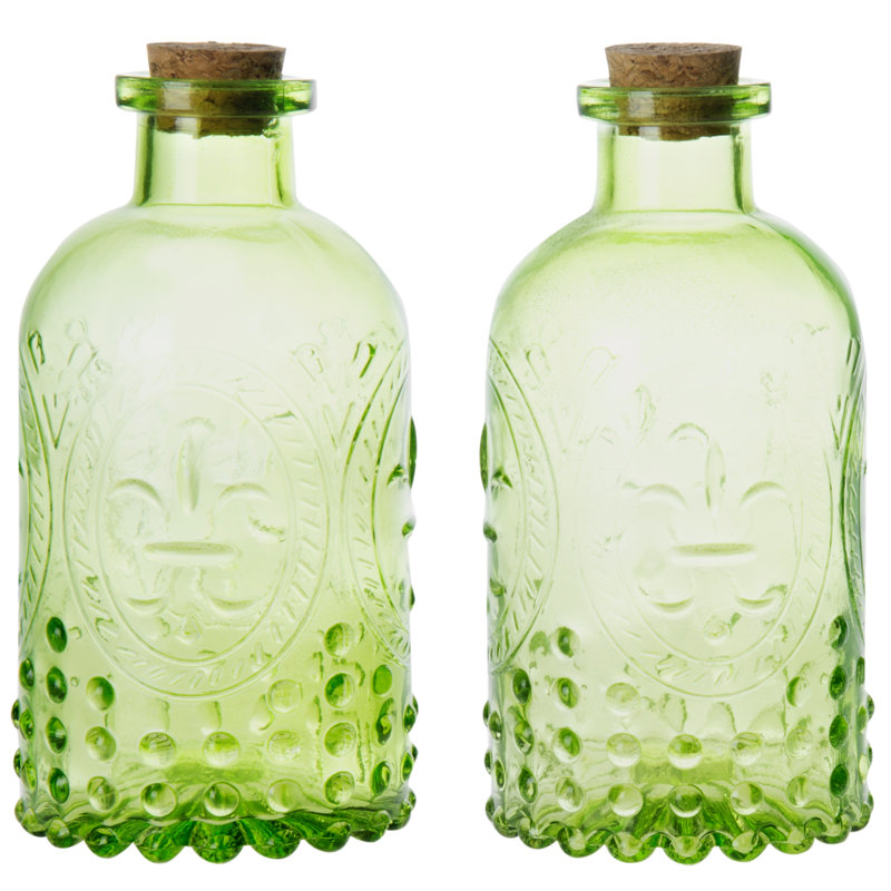 Green Glass Decorative Bottle